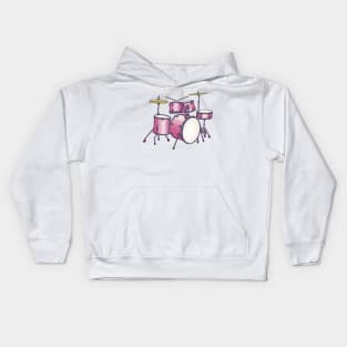 Pink drum kit Kids Hoodie